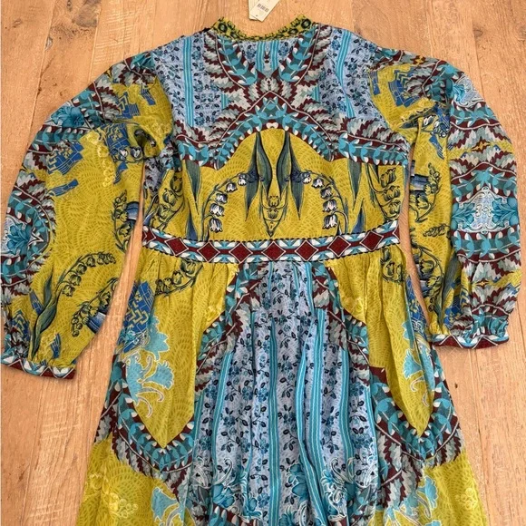 Anthropologie Bhanuni by Jyoti Blue and Green Maxi Dress New Size 10 - Picture 4 of 6